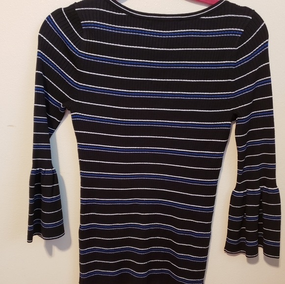 White house black market stripe top flare sleeve NWOT - Picture 4 of 6